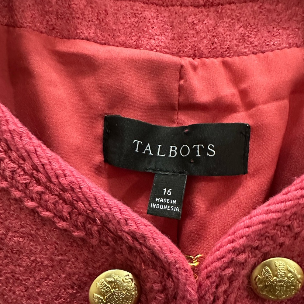 Talbots soft pink Button-Accent military style crop jacket 16 - Picture 4 of 6